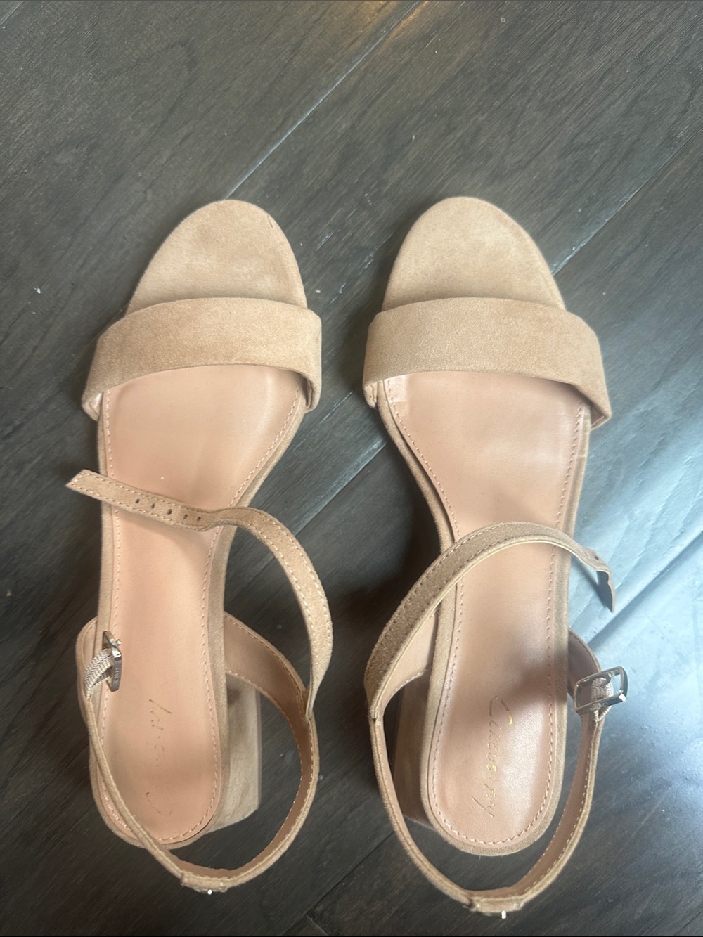 Circus by Sam Edelman Tan Suede Square Block Heel Sandals Size 9
